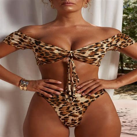 Women Bikini Set Sexy Two Piece Leopard Print Swimsuit My Xxx Hot Girl