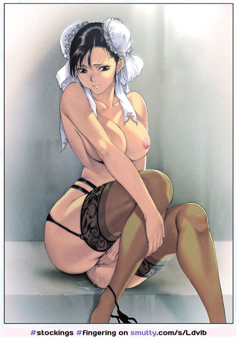 Stockings Fingering Topless Anime Hentai Art By