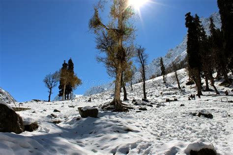 Sunrise At Snowy Mountain In Kashmir In India Stock Image Image Of