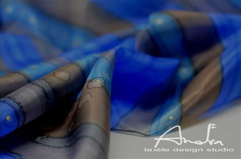 Silk Scarf Blue Brown Stripes Silk Scarf By Audratextilestudio Strip