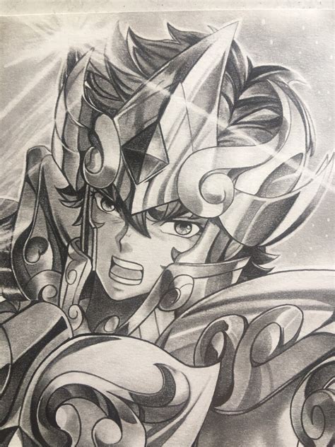 Saint Seiya Original Graphite Pencil Drawing By Leo Aiolia Etsy