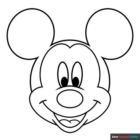 Mickey Mouse Face Coloring Page Easy Drawing Guides