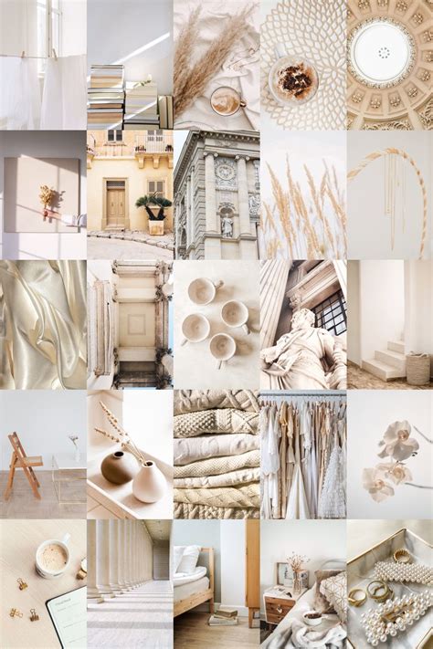 Cream And White Aesthetic Wall Collage Kit Minimalist Dorm Etsy Wall