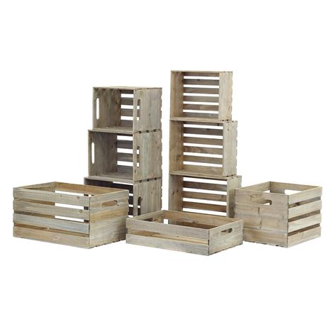 Crate And Pallet Nested Wood Crate Set In Weathered Gray 9 Pack 69005