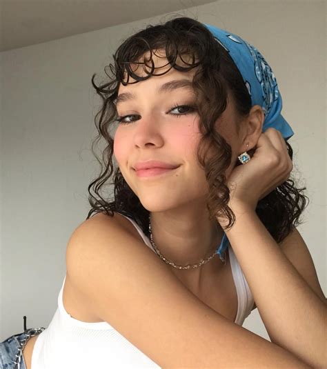 Cute girl aesthetic ideas, curly hair with blue bandana ...
