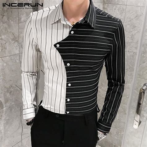 Buy Incerun 2020 Spring Mens Causal Stripe Shirt Lapel Collar Long