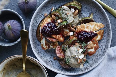 Geroosterde Aubergines Met Halloumi En Vijgen Beaufood