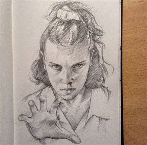 Stranger Things Eleven Drawing - Stranger Things Print Eleven Portrait