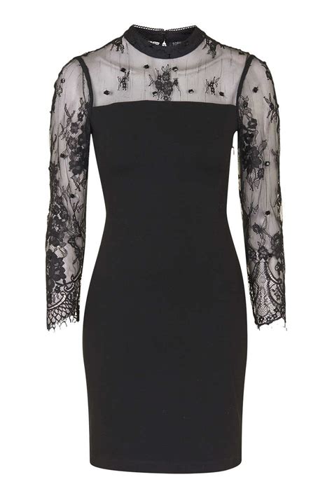 Lyst Topshop Beaded Lace Bodycon Dress In Black