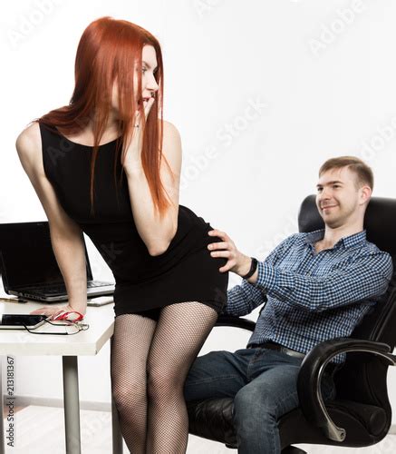 Sexy Secretary Flirting With Boss In The Workplace Sexual Harassment