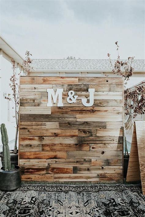 Rustic Wedding Decor Simple Ceremony Wooden Backdrop With White Letters