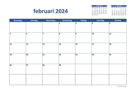 Kalender Februari 2024 Niederlande