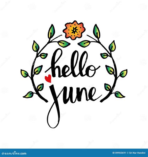 Hello June Letters On Blurred Sky Background Vector Illustration