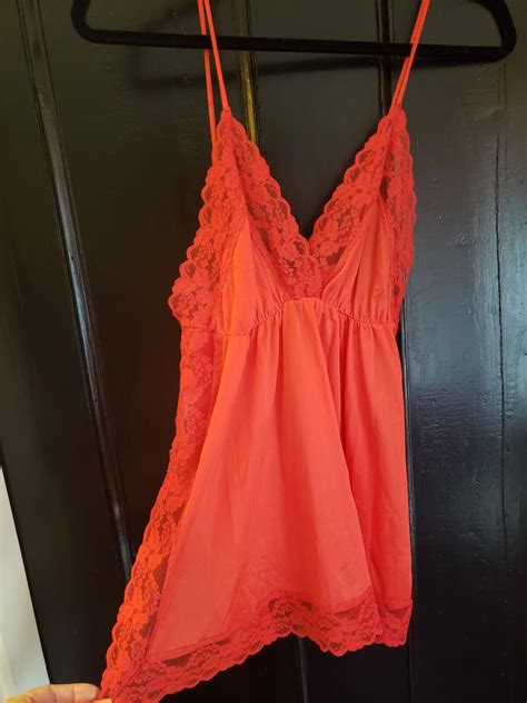 Vtg Pandora Lingerie Nightgown Peignoir Set Semi Sheer Red Size L EBay