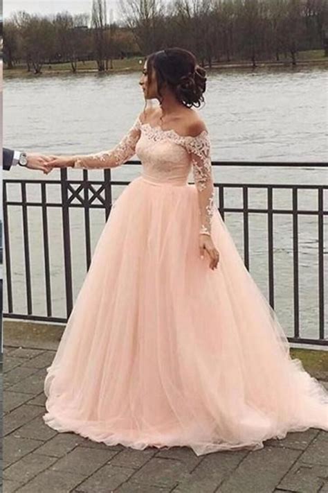 Curved lines of the lace play together with cold shade of pink color, making style both romantic and on top of trends. Fashion Long Sleeves Lace Off the Shoulder Light Pink ...