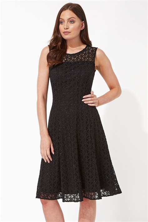 Lace Fit And Flare Dress In Black Roman Originals Uk
