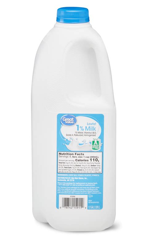 Great Value 1 Low Fat Milk 05 Gallon 64 Fl Oz Walmart Inventory