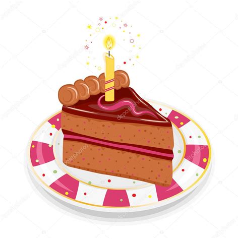 Festive Birthday Cake With Candle — Stock Vector © Eireann 3548851