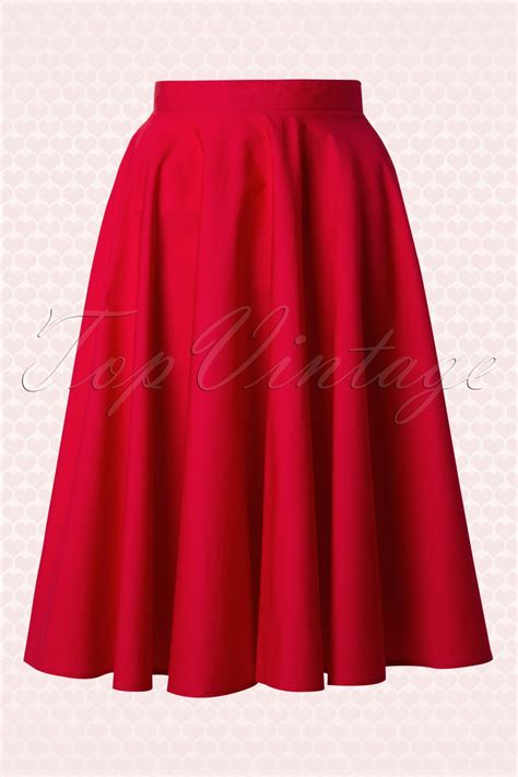 50s Paula Swing Skirt In Red