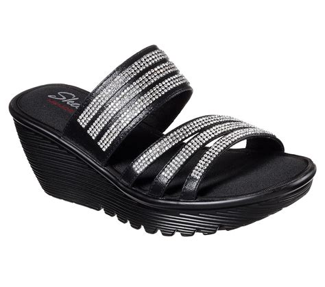 Skechers Womens Parallel Crown Jewel Wedge Sandals Black 11 Bm Us