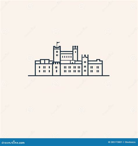 Minimalist Line Art of Lancaster Castle Stock Illustration