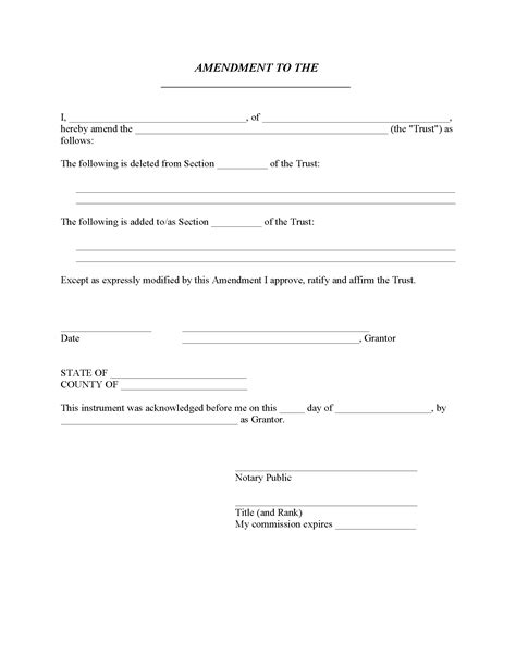 Amendment To Living Trust Form Free Printable Legal Forms