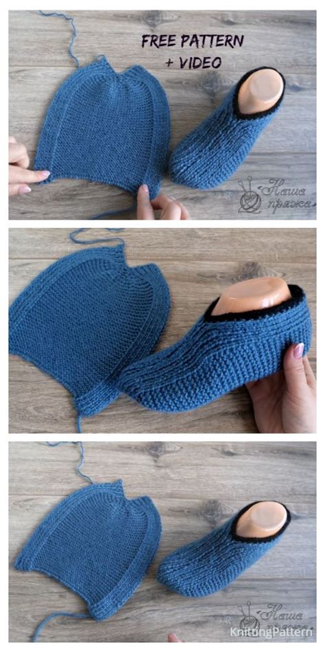 Easy One Piece Knit Ribbed Slippers Free Knitting Pattern Video