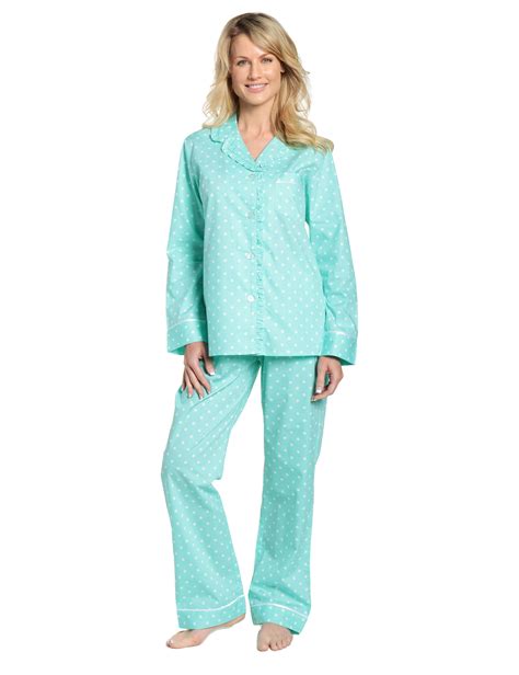 Womens Premium 100 Cotton Poplin Pajama Set With Ruffles Noble Mount