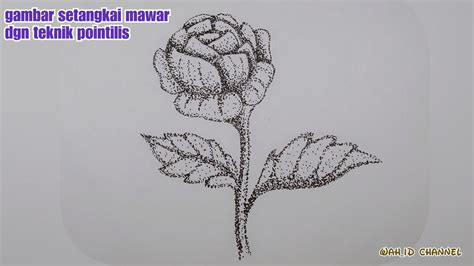 Gambar Setangkai Bunga Mawar Dgn Teknik Pointilis Tutorial Gambar Pointilis Wahid