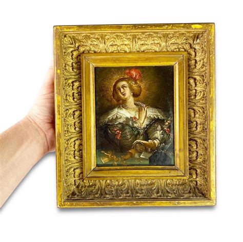 Oil On Copper Cabinet Painting Of Mary Magdalene Flemish 17th Century