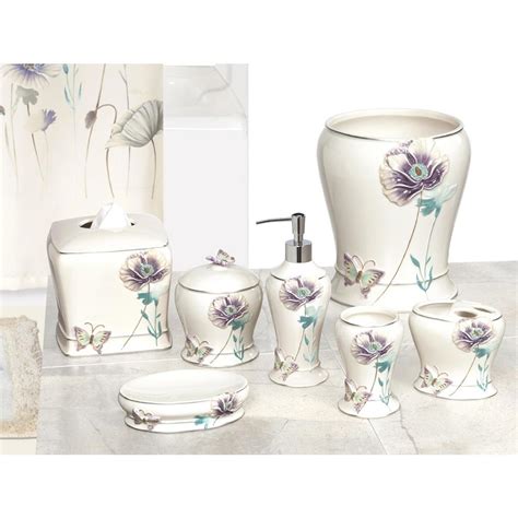 Creative Bath Garden Gate 6 Piece Ceramic Bath Accessory Set With Floral Motif Ggt06lil The