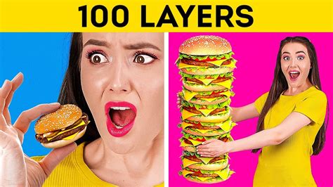 100 Layers Of Food Challenge Extreme Layers Challenge By 123 Go Genius
