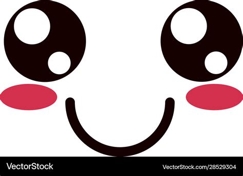 Kawaii Cute Face Expression Eyes And Mouth Smile Vector Image