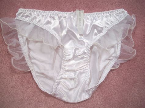 Pretty White Sheer Ruffled Satin Panty Size 1x Ebay