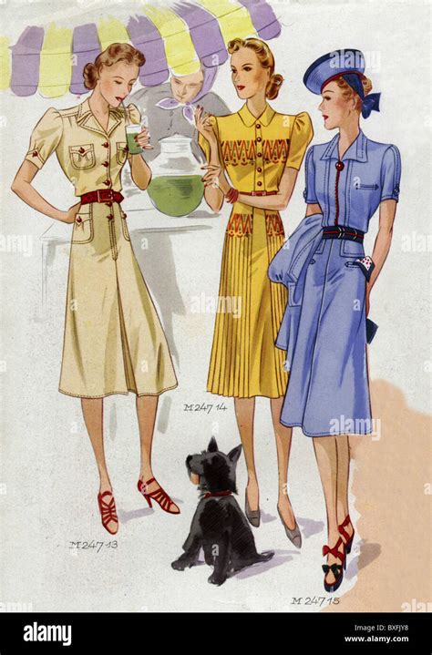 Fashion 1930s Ladies Fashion Mannequins Presenting The Summer Stock