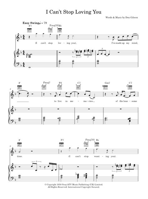 Play Official Version Of I Cant Stop Loving You Sheet Music By Conway