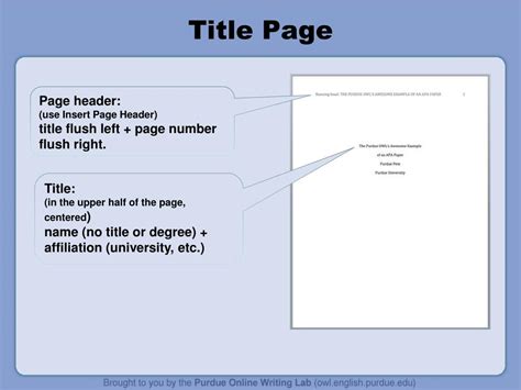Purdue Owl Apa Cover Page Format Owl Is A Free Online Writing Lab