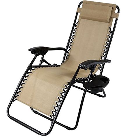 Sunnydaze Outdoor Zero Gravity Lounge Chair With Pillow And Cup Holder Folding Patio Lawn