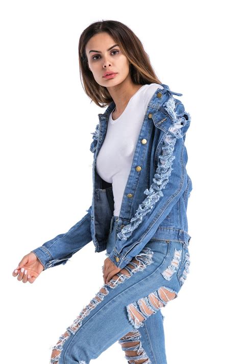 Fashion Women Clothing Spring Autumn Women Denim Jacket 2018 Long Sleeve 90s Hole Female Jeans