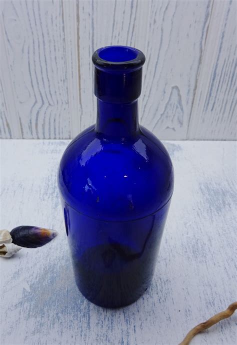 Antique Cobalt Blue Apothecary Bottle Large Victorian Bristol Etsy