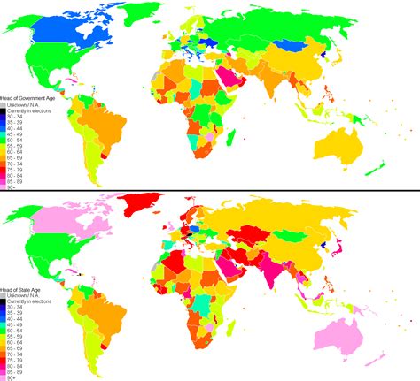 heads of state and government by age vivid maps
