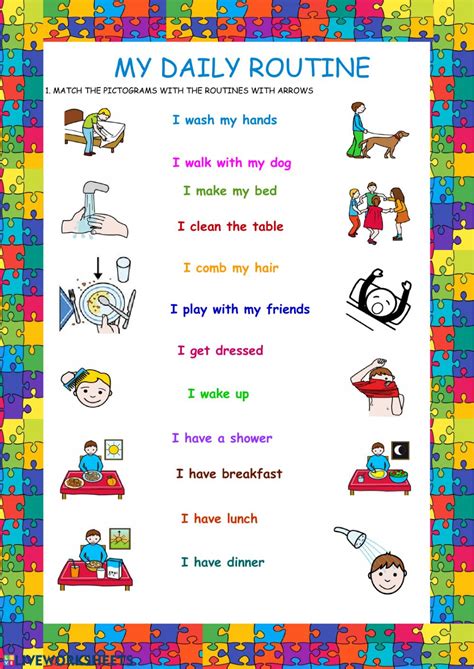 My Daily Routine Interactive Worksheet For Primary Education