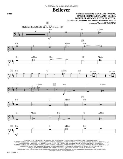 This is it, the apocalypse whoa i'm waking up, i feel it in my bones enough to make my systems blow. Imagine Dragons "Believer (arr. Mark Brymer) - Bass" Sheet Music PDF Notes, Chords | Pop Score ...