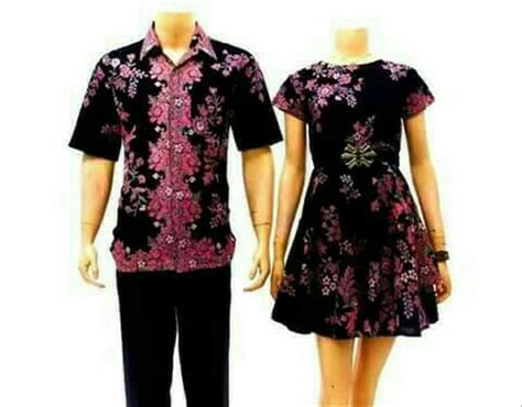 Jual Baju Batik Couple Dress Wanita Cewek Kemeja Hem Cowok Pria Sarimbit Cibi Melati Pink Di