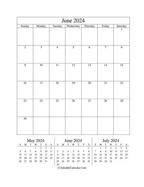 Editable June 2024 Calendar Calendar 2024 Ireland Pri