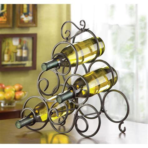 2020 Wrought Iron Tabletop Wine Rack Holds 6 Bottles From