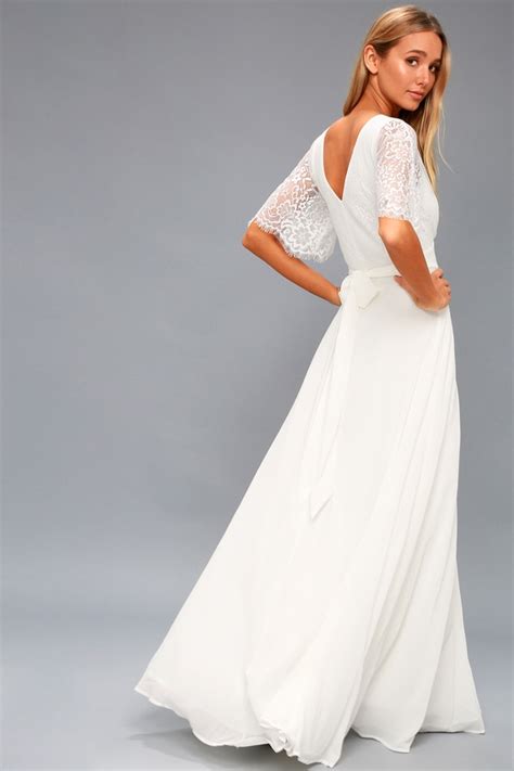 Romantic Lace Dress Bridal Dress White Maxi Dress Lulus