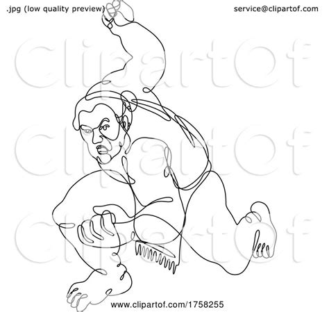 Sumo Wrestler Or Rikishi Fighting Stance Front View Continuous Line