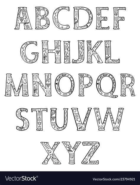 Black And White Alphabet Capital Letters Vector Image