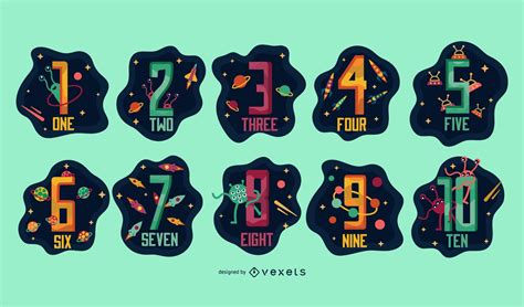 Space Numbers Illustration Set Vector Download